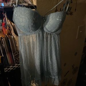 Sexy linger in a beautiful colored sheer laced top